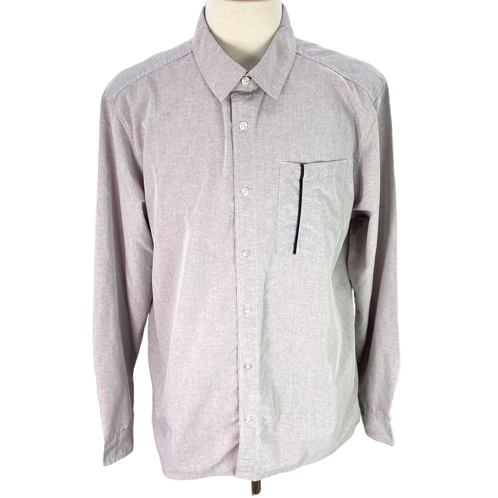 ZAKBRAND Pink Gray Chambray‎ Shirt Size XL Long Sleeve Button Up Top